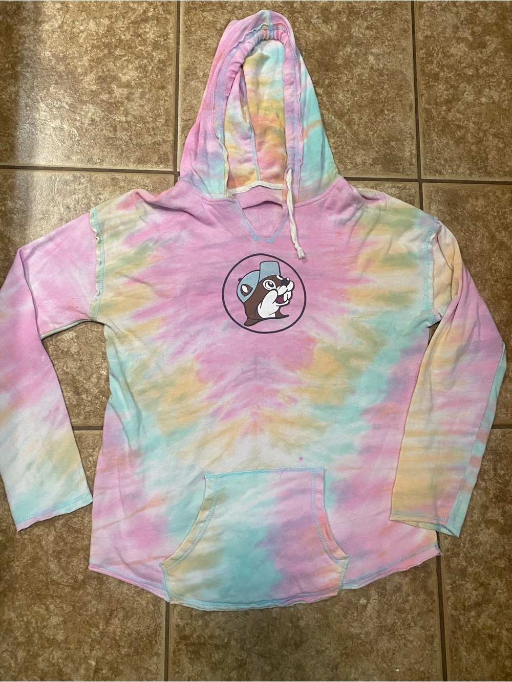 Tie-Dye Bucees Hoodie with Pocket - Pastel Multi 2X